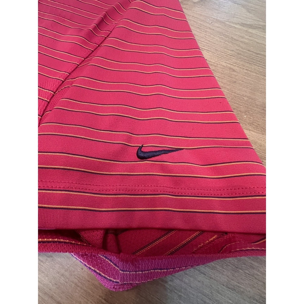 Nike Golf Nike FIT DRY Short Sleeve Polo Shirt Red Striped Size L Mens - Picture 3 of 10